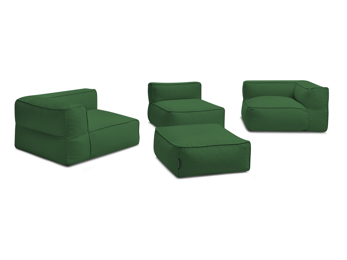 Canapé de jardin modulable GIULIA avec bâche de protection, 2 angles, vert — vue 6