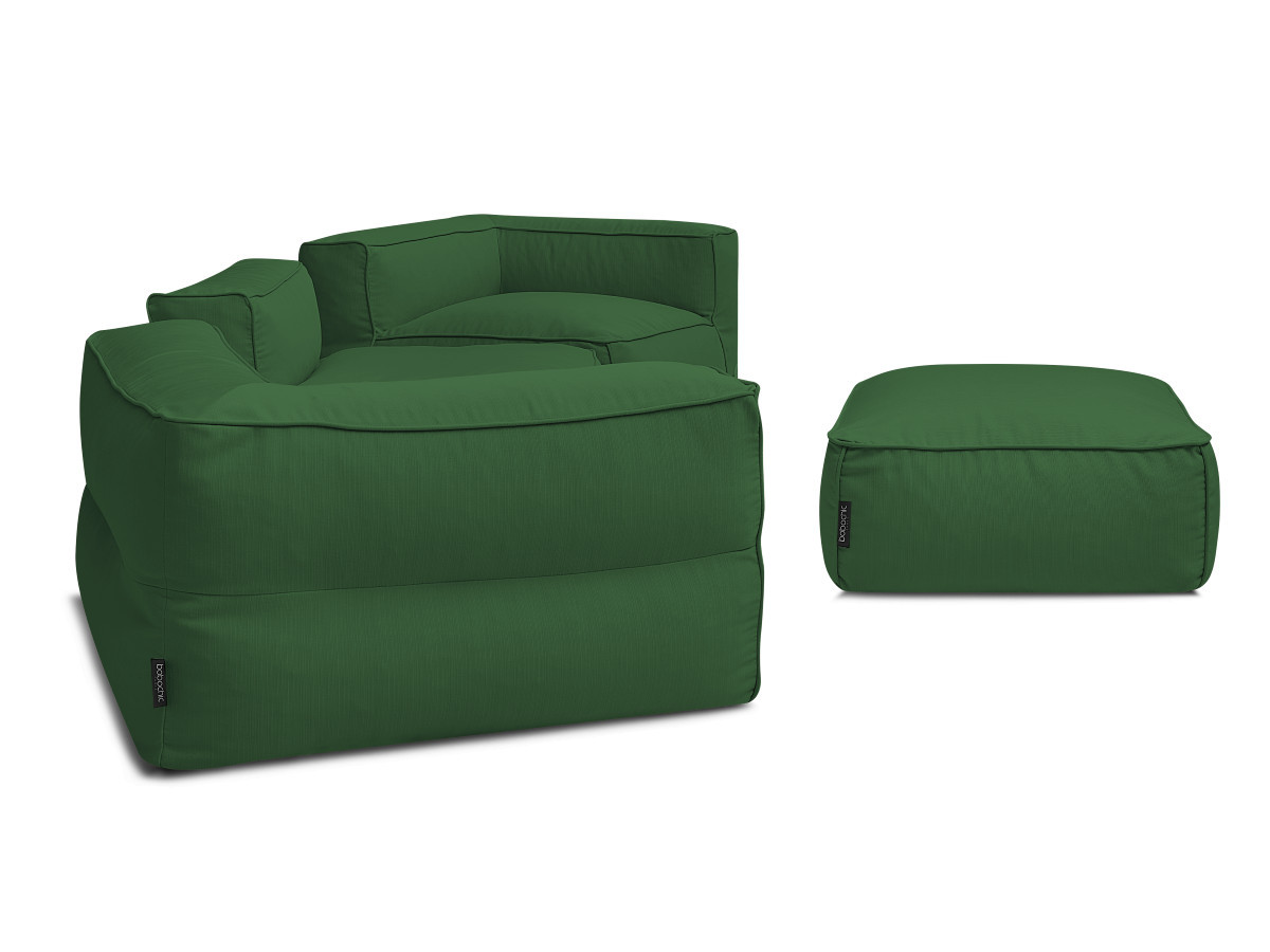 Modulaire tuinbank GIULIA met beschermhoes, 2 hoeken, 1 eenpersoonsfauteuil en 1 poef