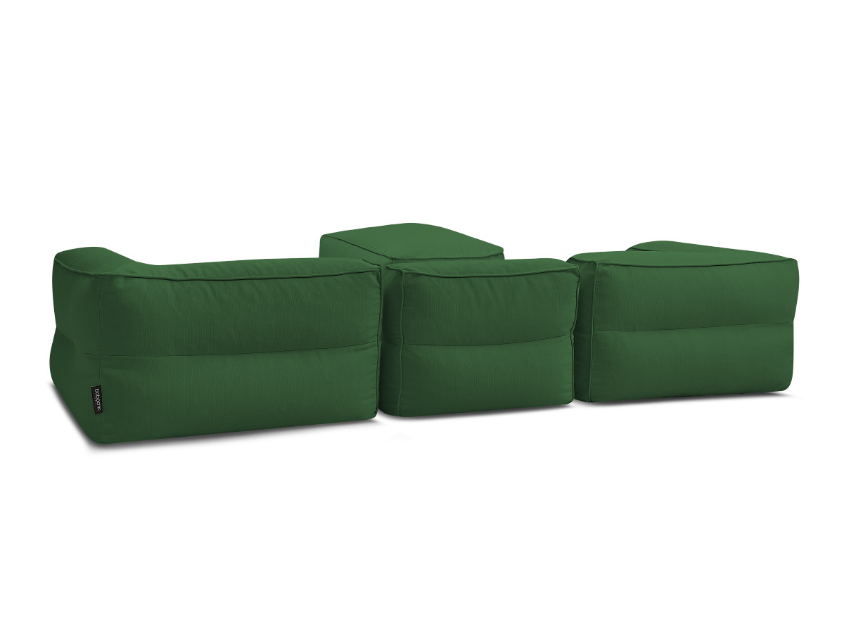 Modulaire tuinbank GIULIA met beschermhoes, 2 hoeken, 1 eenpersoonsfauteuil en 1 poef