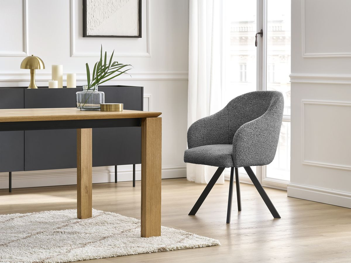 Set SOPHIE stoelen in gemêleerde stof en stervormige poten