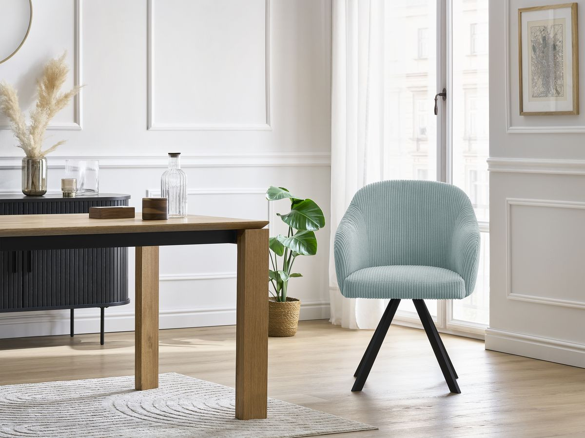 Chaise SOPHIE tissu velours côtelé et pieds étoile
