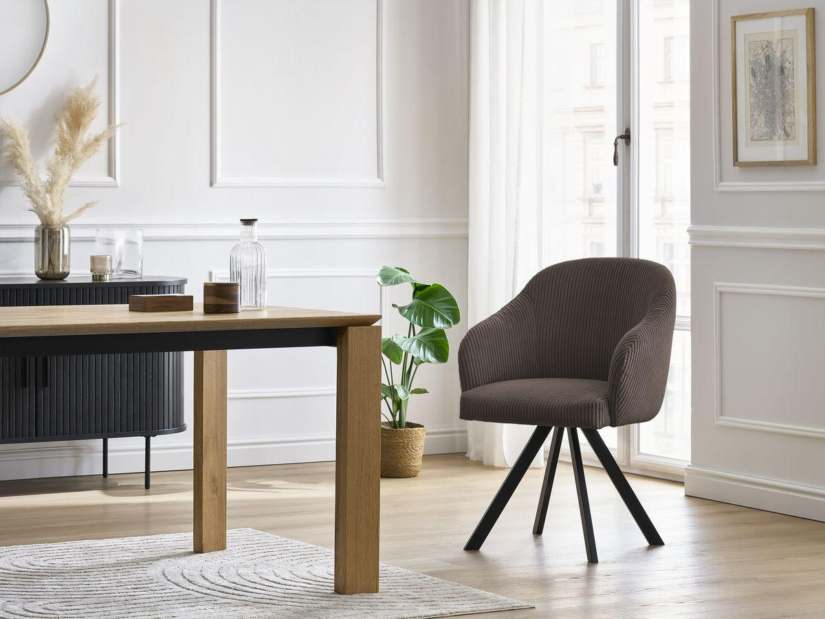 Chaise SOPHIE tissu velours côtelé et pieds étoile