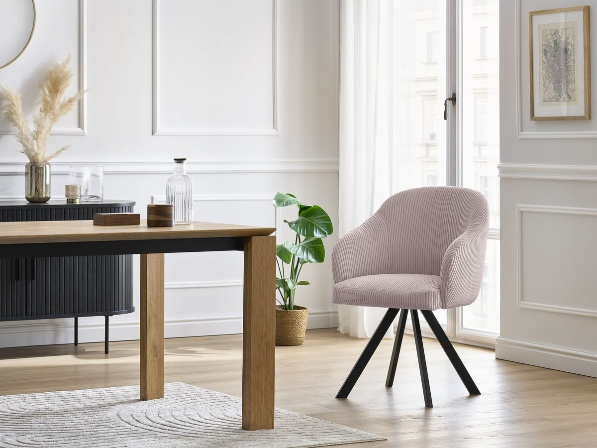 Chaise SOPHIE tissu velours côtelé et pieds étoile
