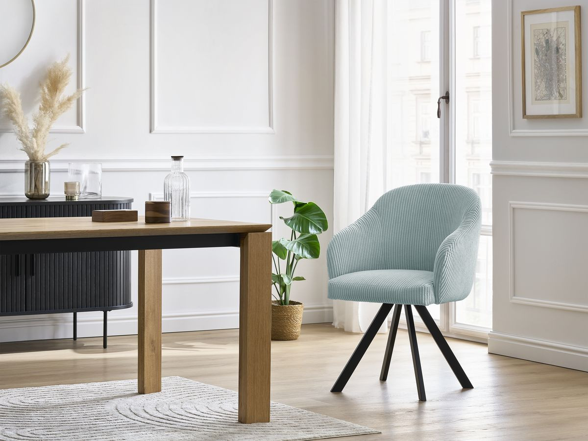 Chaise SOPHIE tissu velours côtelé et pieds étoile