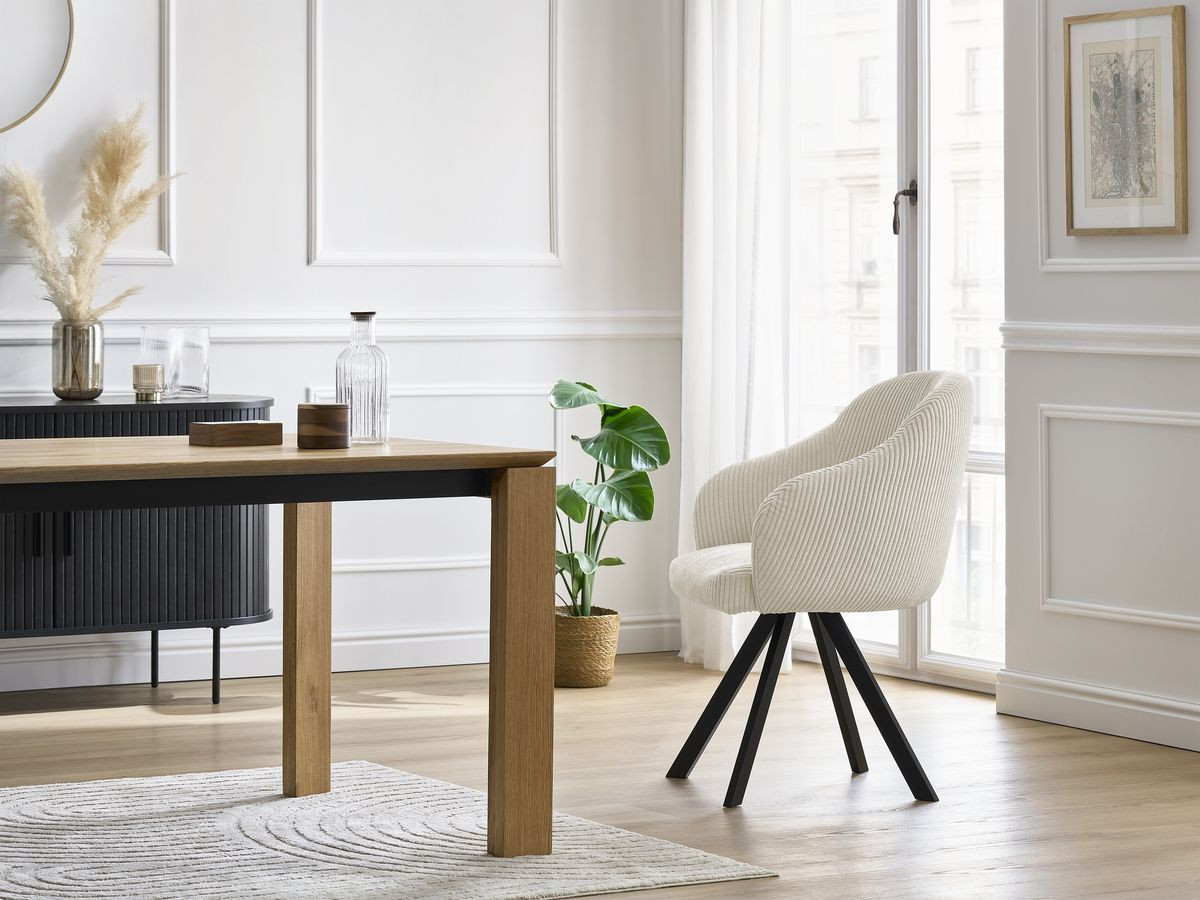 Chaise SOPHIE velours côtelé et pieds étoile beige — vue 5