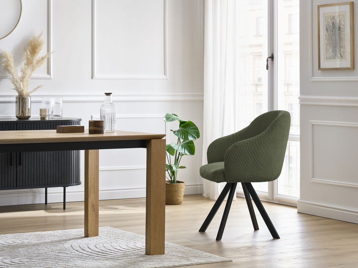 Chaise SOPHIE velours côtelé et pieds étoile vert — vue 5