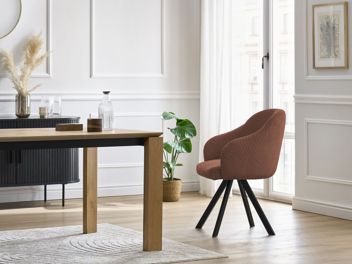 Chaise SOPHIE velours côtelé et pieds étoile orange — vue 5