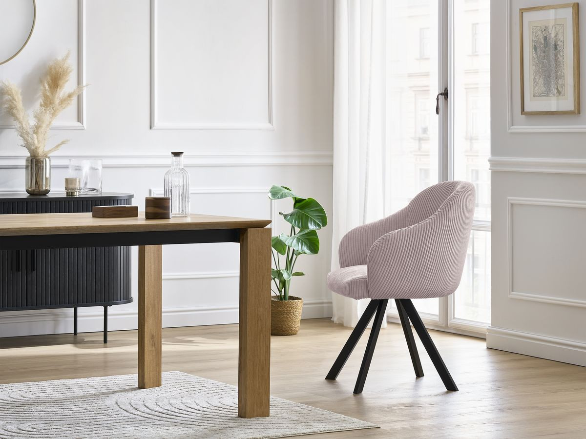 Chaise SOPHIE velours côtelé et pieds étoile rose — vue 5