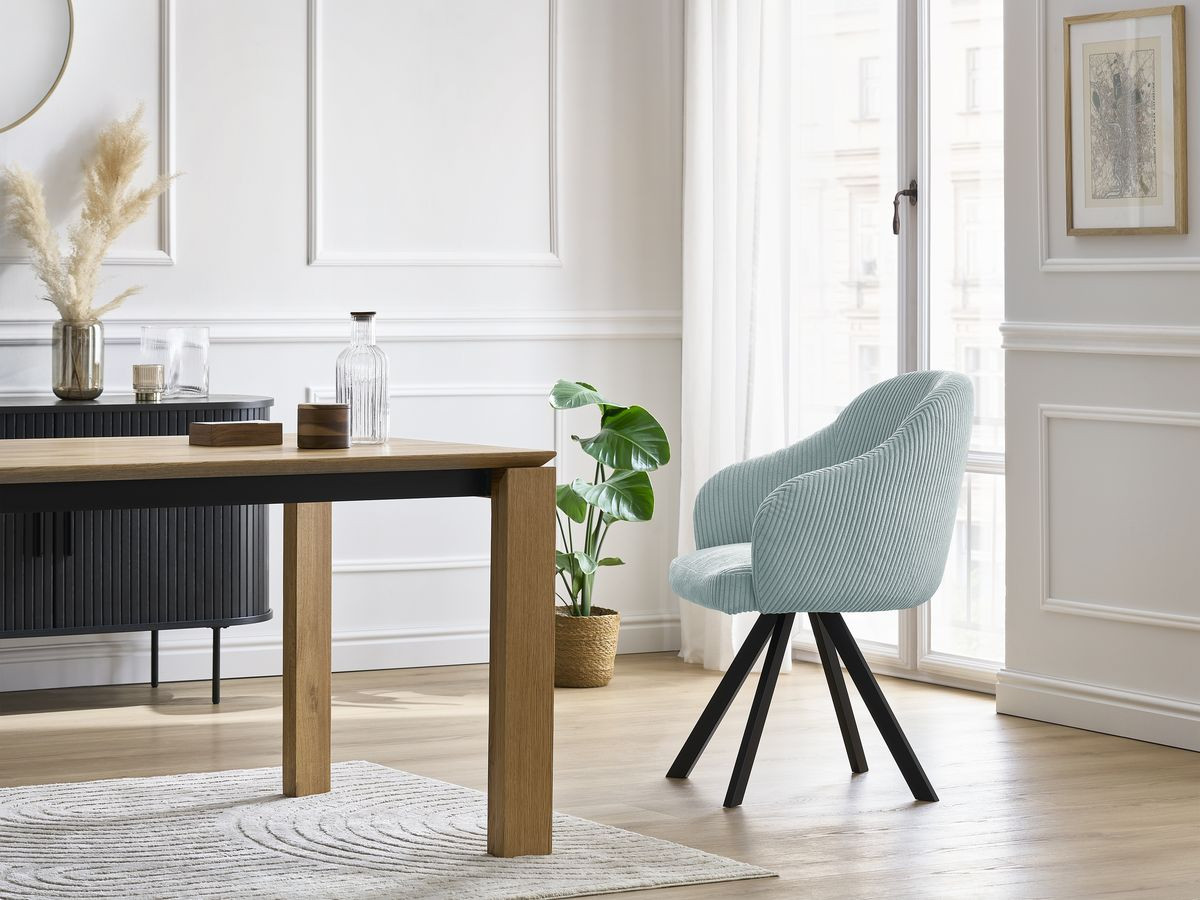 Chaise SOPHIE velours côtelé et pieds étoile bleu clair — vue 5