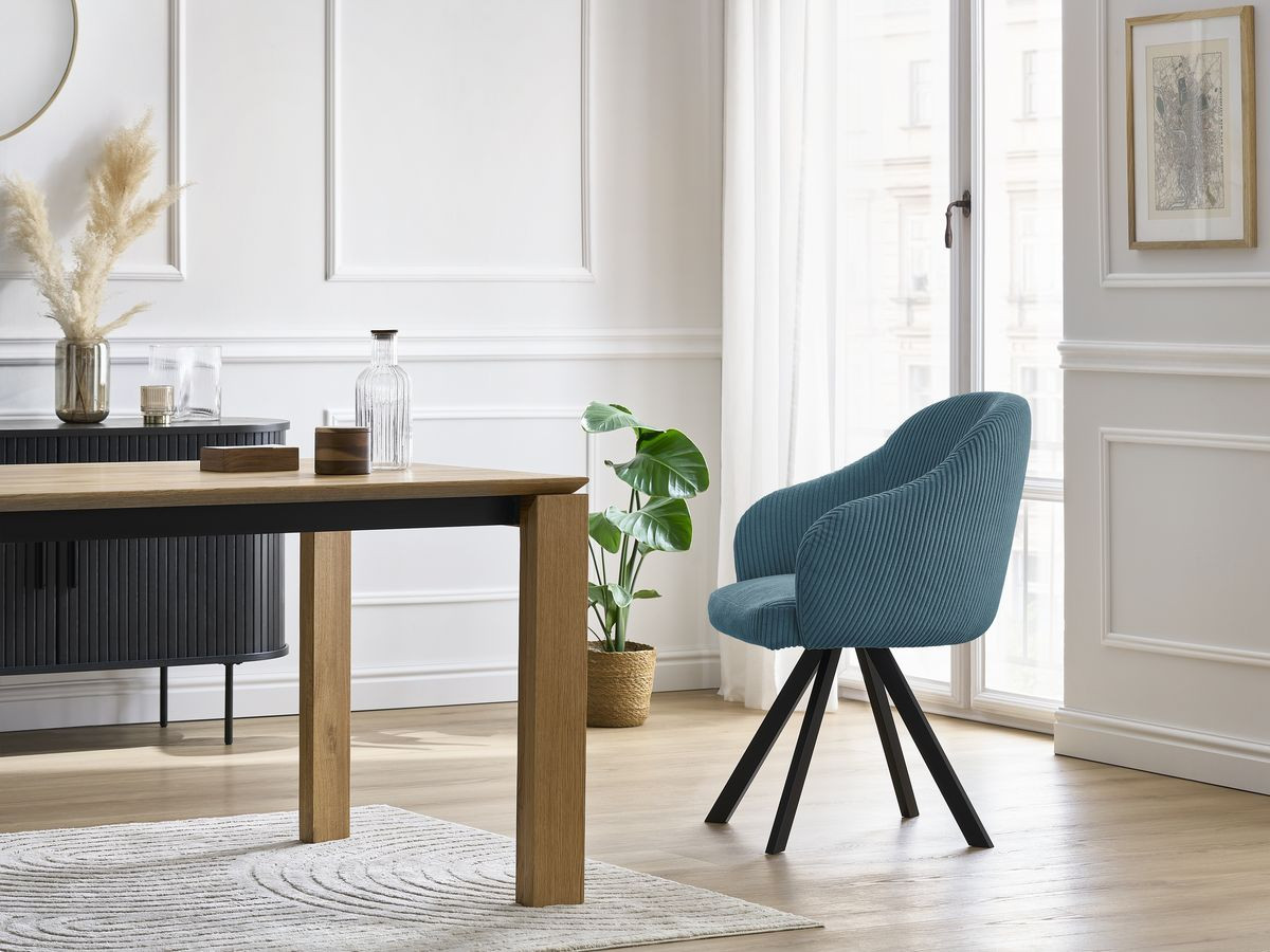 Chaise SOPHIE velours côtelé et pieds étoile bleu foncé — vue 5
