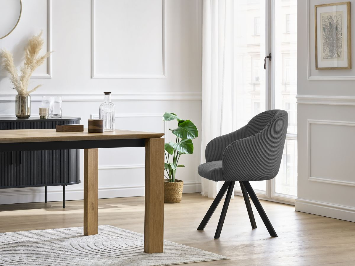 Chaise SOPHIE velours côtelé et pieds étoile gris foncé — vue 5