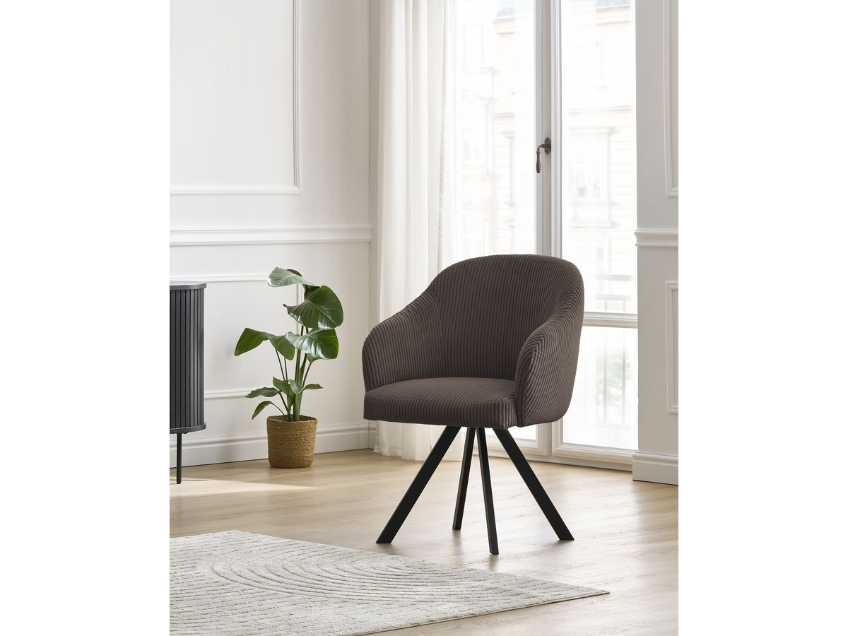Chaise SOPHIE tissu velours côtelé et pieds étoile