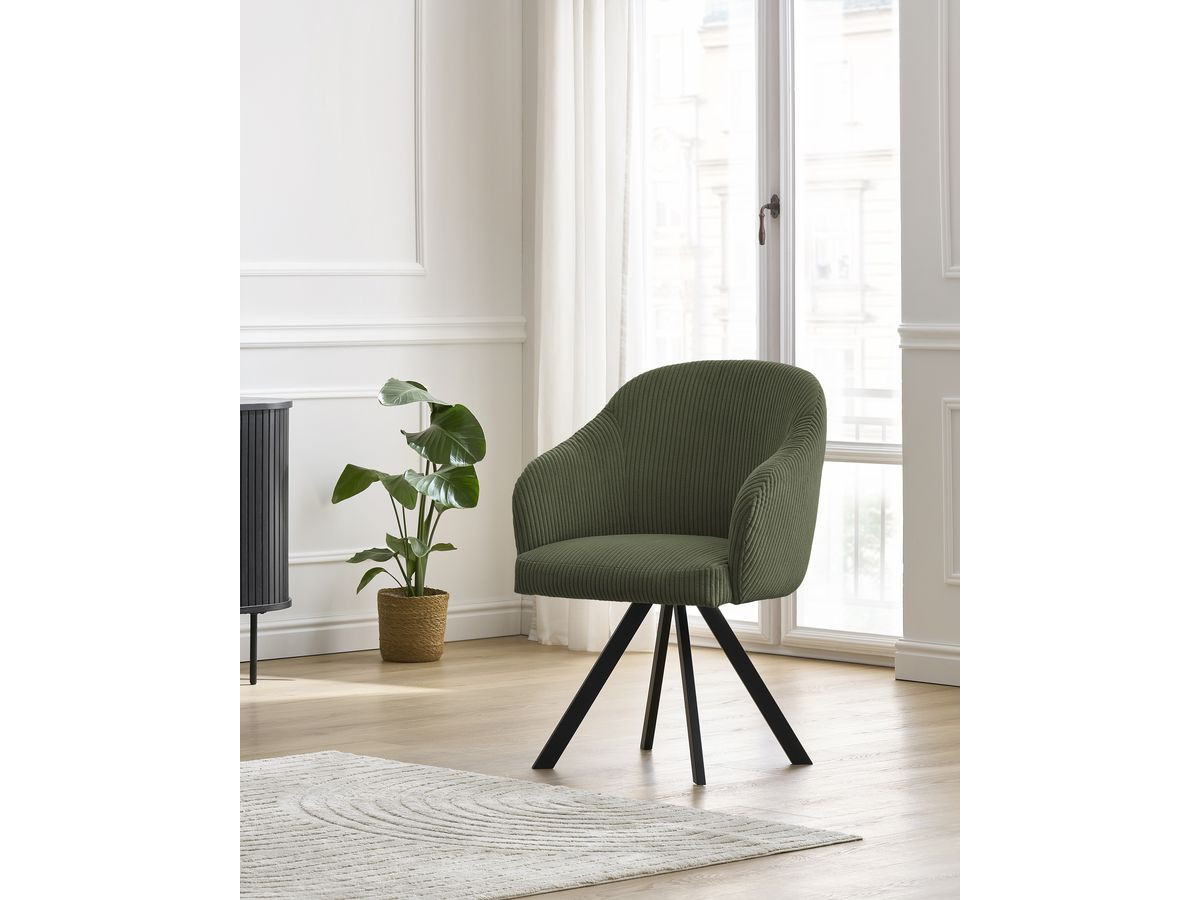 Chaise SOPHIE tissu velours côtelé et pieds étoile