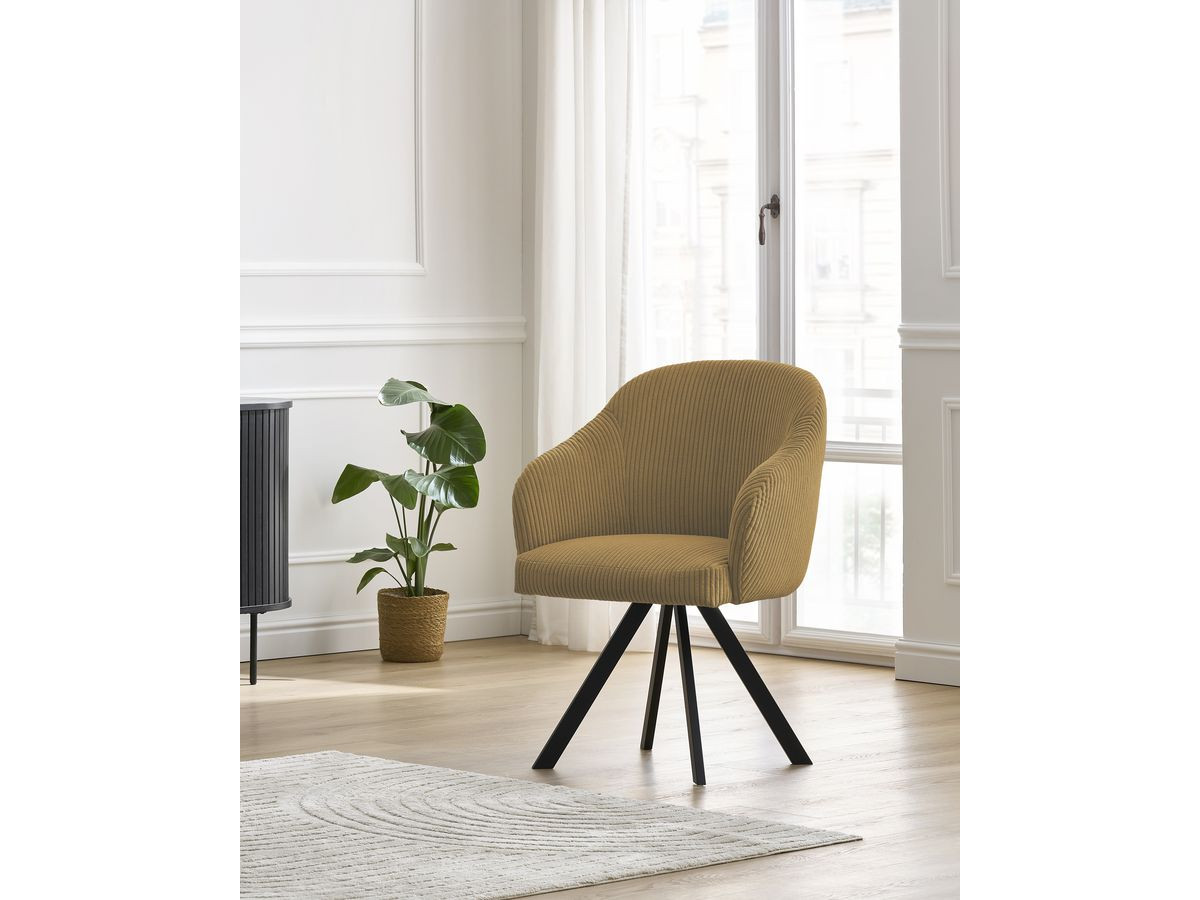 Chaise SOPHIE tissu velours côtelé et pieds étoile