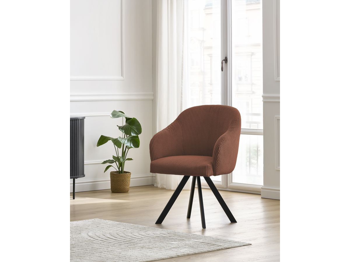 Chaise SOPHIE tissu velours côtelé et pieds étoile