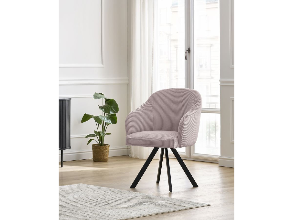 Chaise SOPHIE tissu velours côtelé et pieds étoile