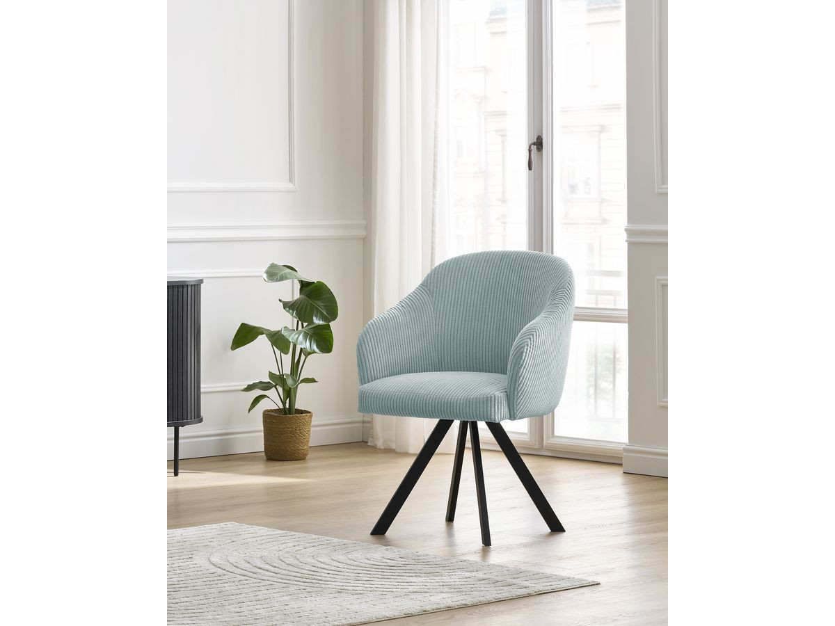 Chaise SOPHIE tissu velours côtelé et pieds étoile