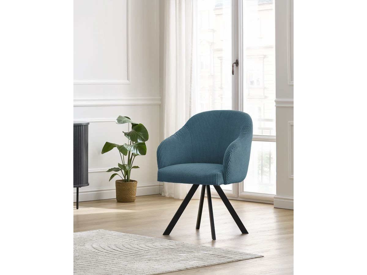 Chaise SOPHIE tissu velours côtelé et pieds étoile