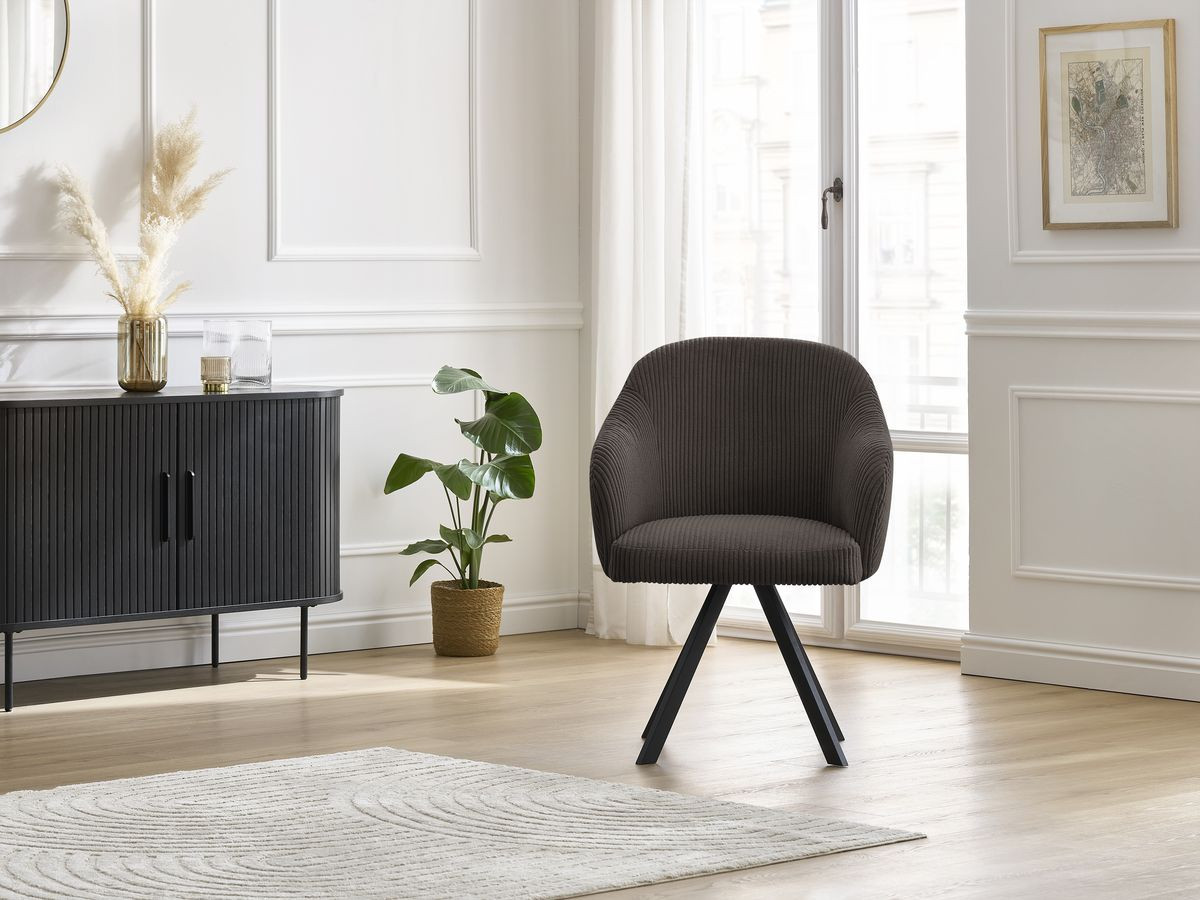 Chaise SOPHIE tissu velours côtelé et pieds étoile