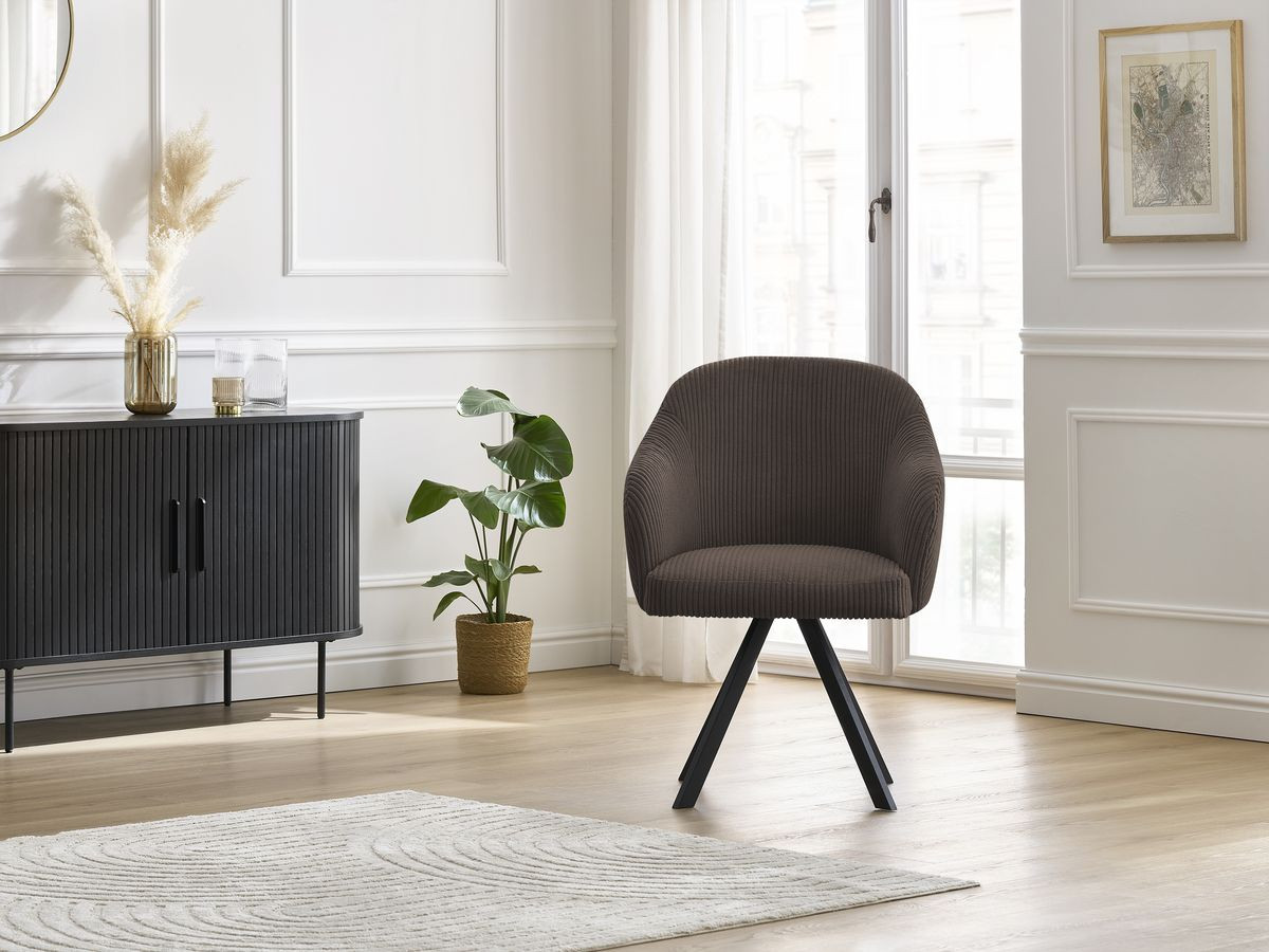 Chaise SOPHIE tissu velours côtelé et pieds étoile
