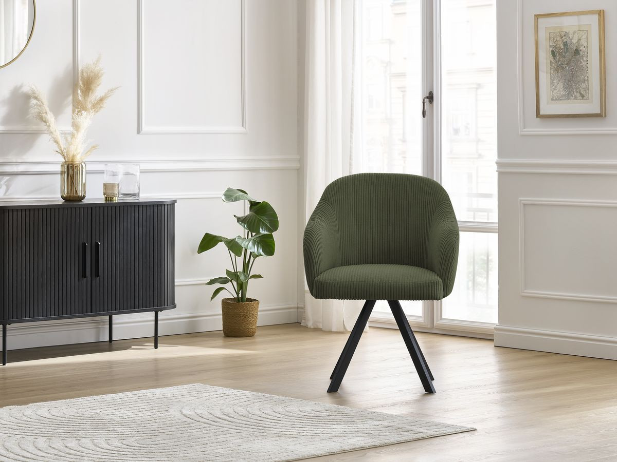 Chaise SOPHIE tissu velours côtelé et pieds étoile