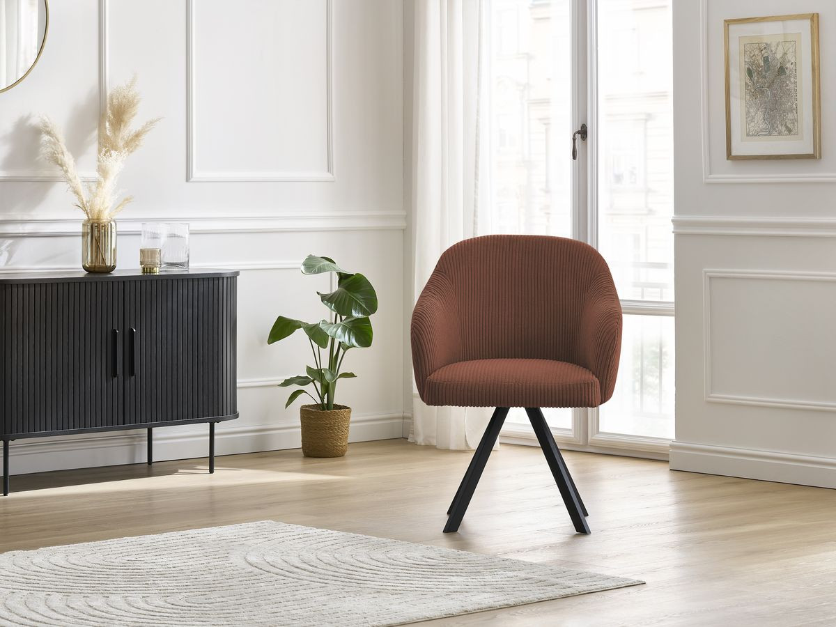 Chaise SOPHIE tissu velours côtelé et pieds étoile