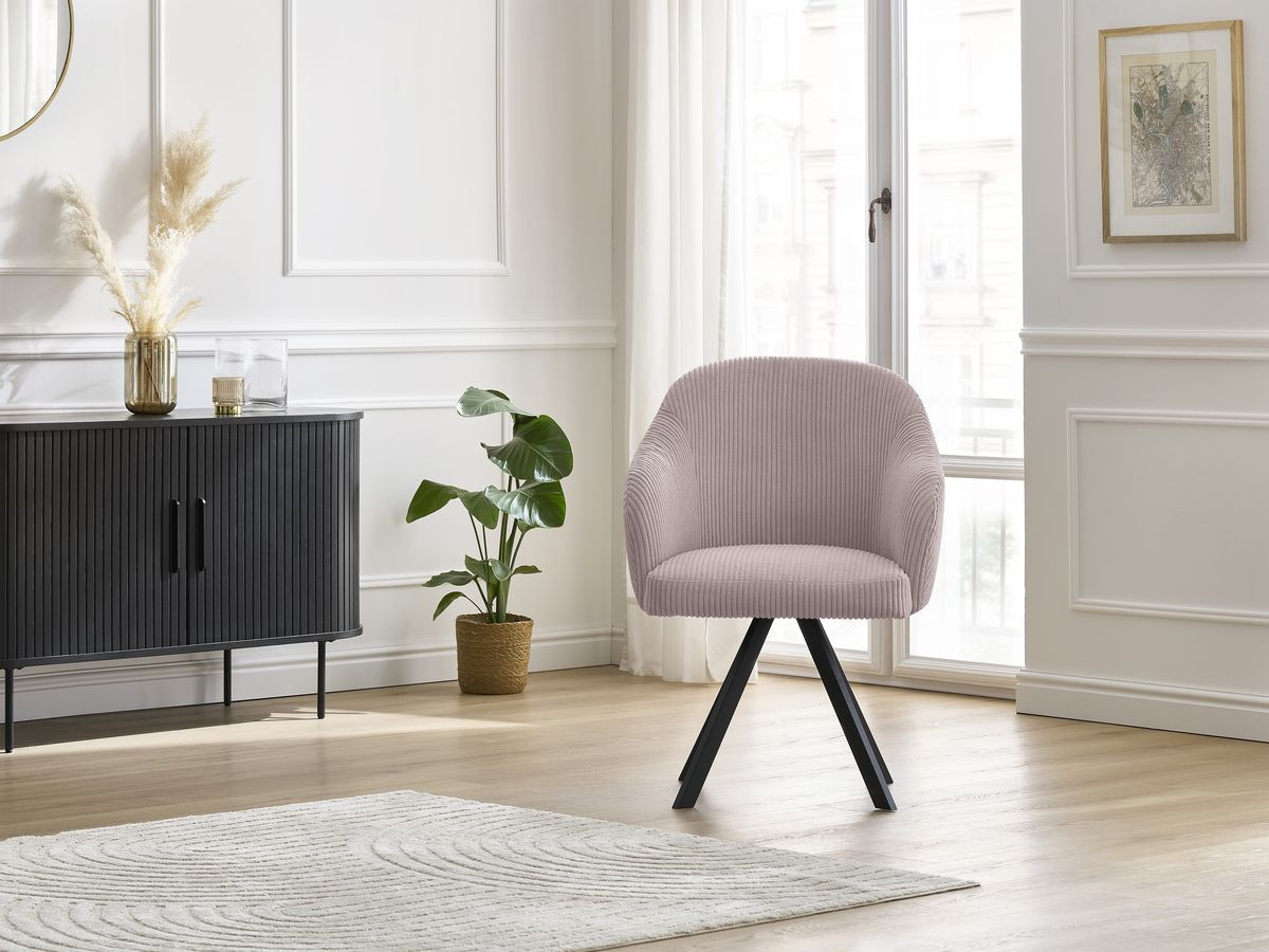 Chaise SOPHIE tissu velours côtelé et pieds étoile