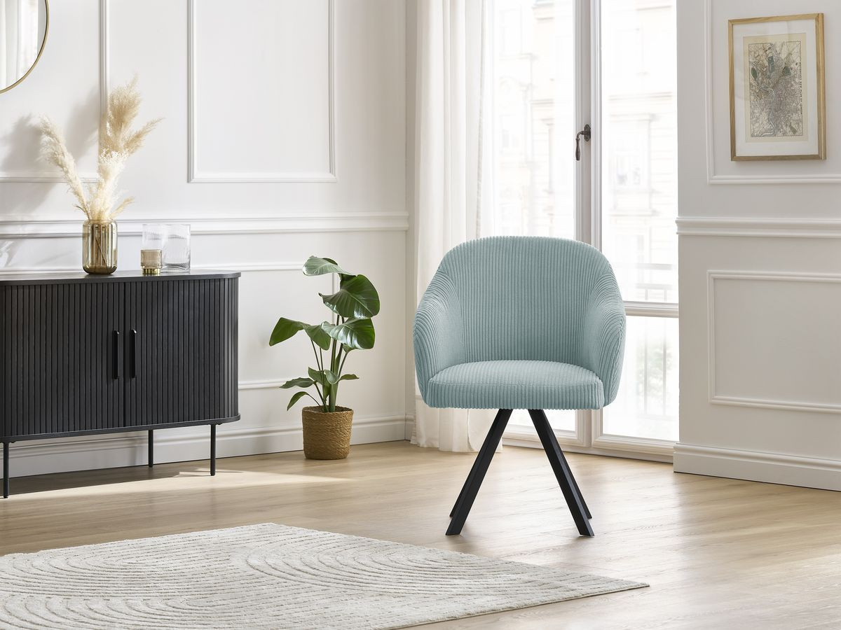Chaise SOPHIE tissu velours côtelé et pieds étoile