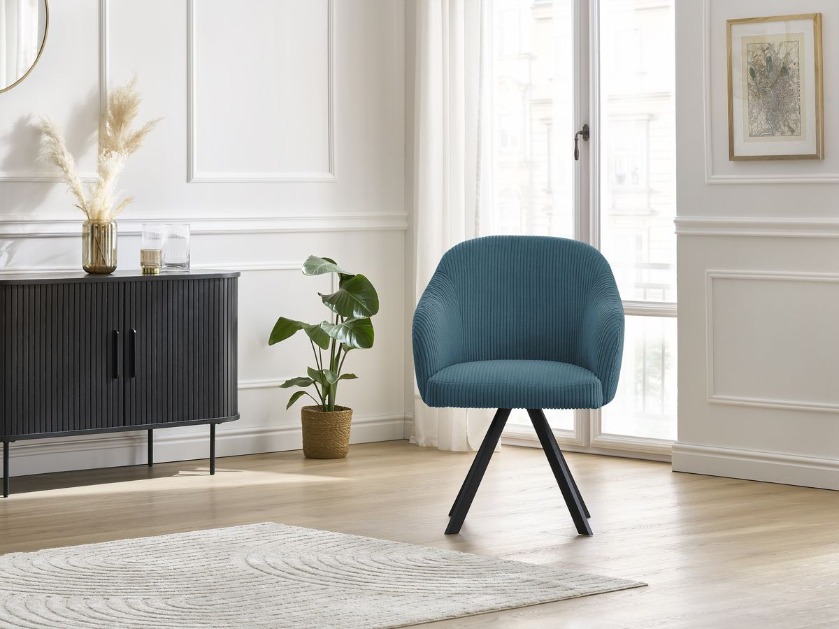 Chaise SOPHIE tissu velours côtelé et pieds étoile