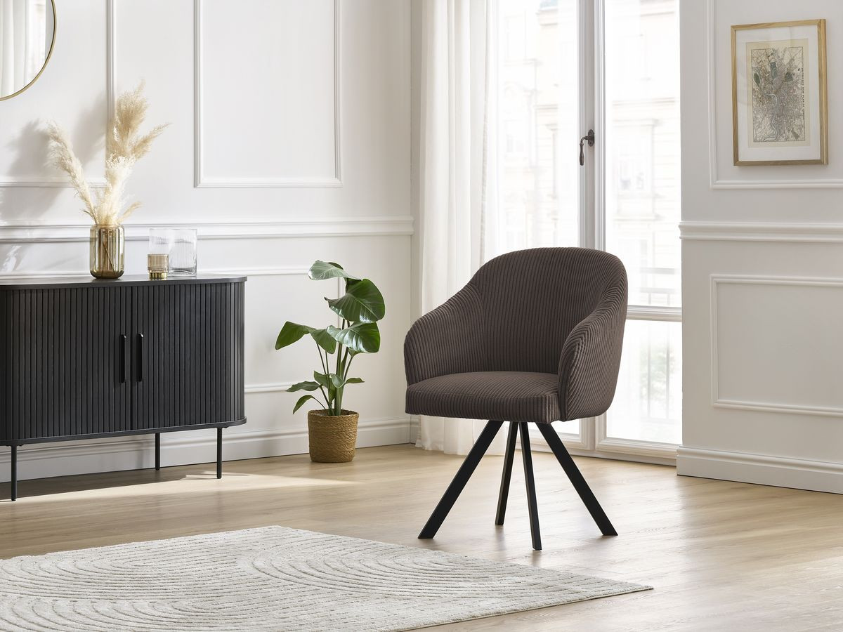 Chaise SOPHIE tissu velours côtelé et pieds étoile
