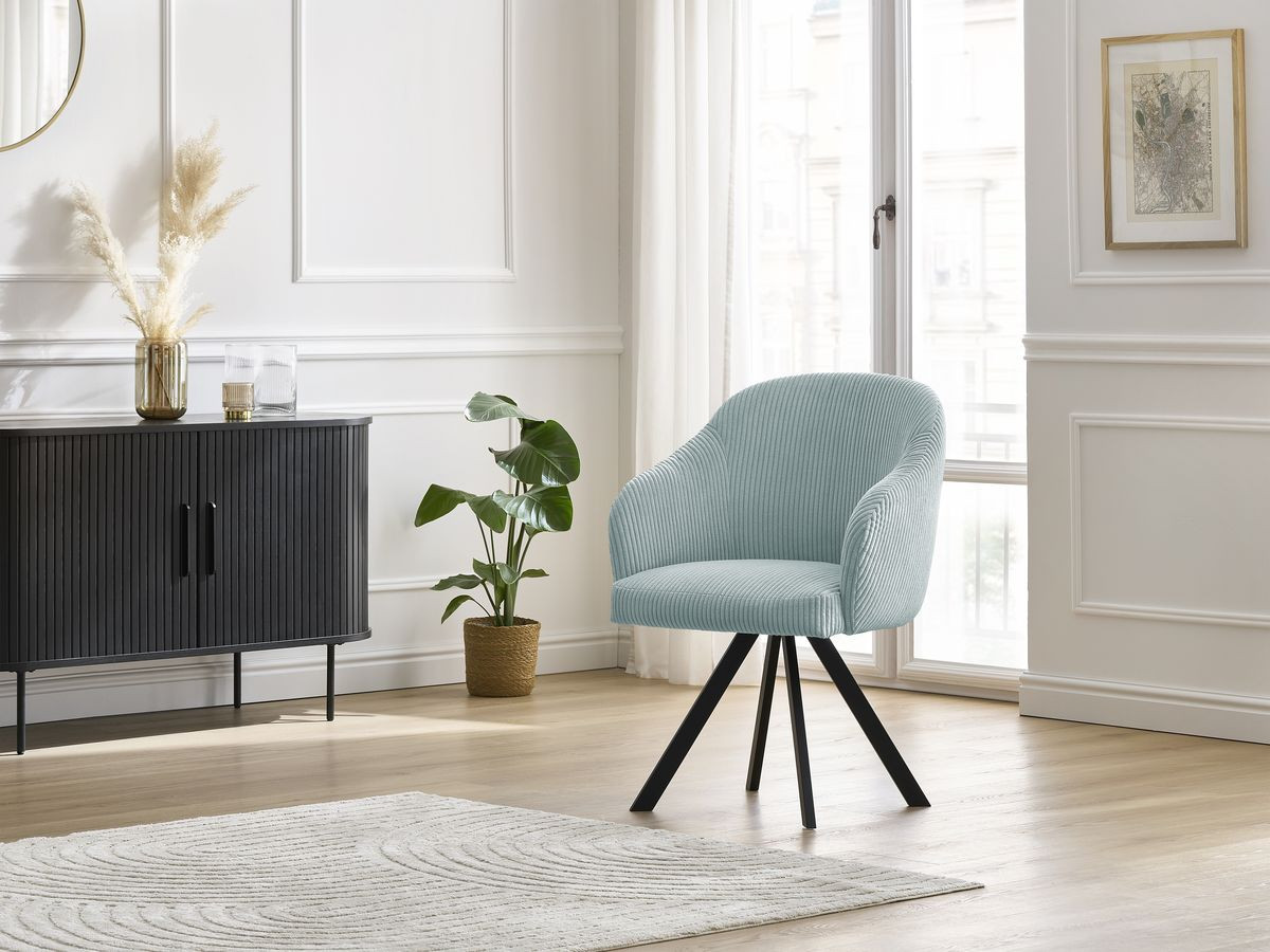 Chaise SOPHIE tissu velours côtelé et pieds étoile
