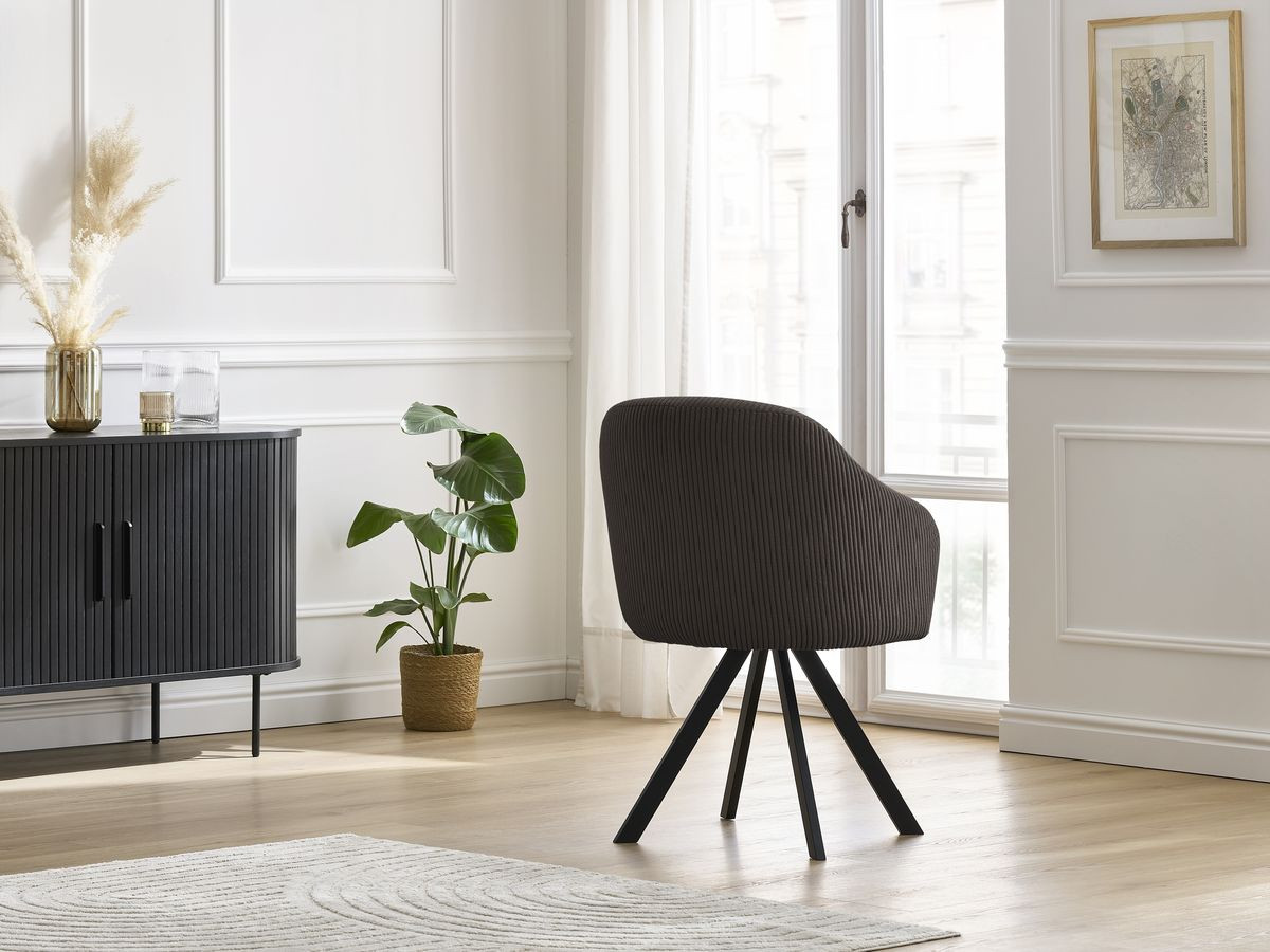 Chaise SOPHIE tissu velours côtelé et pieds étoile