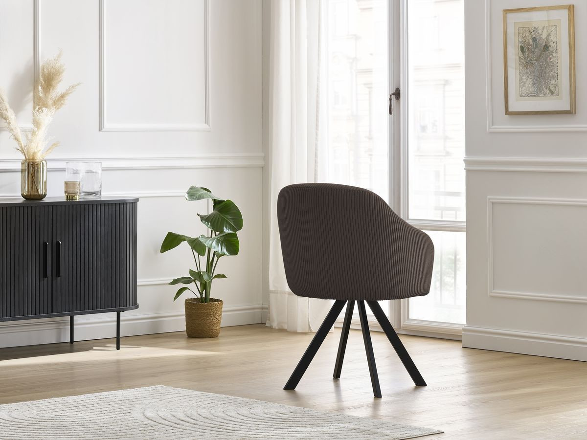 Chaise SOPHIE tissu velours côtelé et pieds étoile