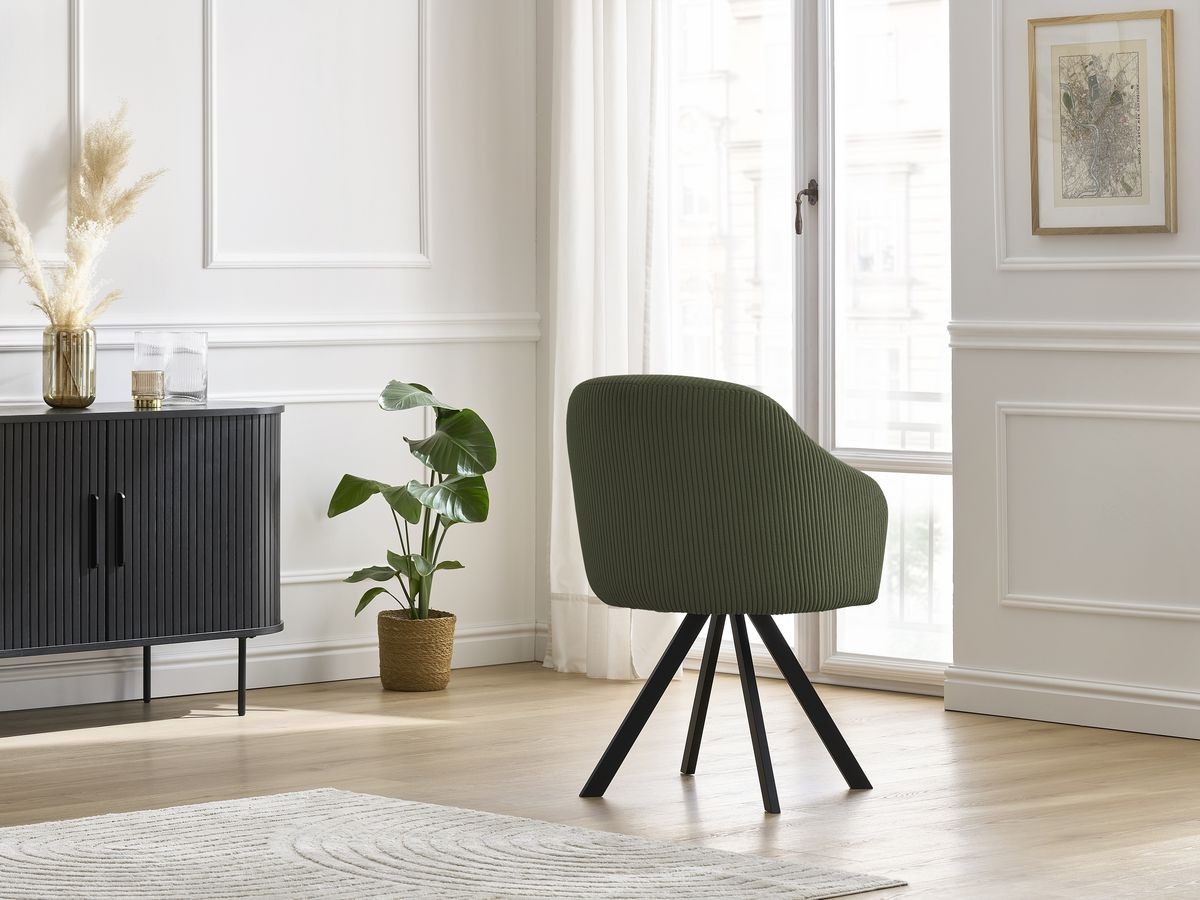 Chaise SOPHIE tissu velours côtelé et pieds étoile