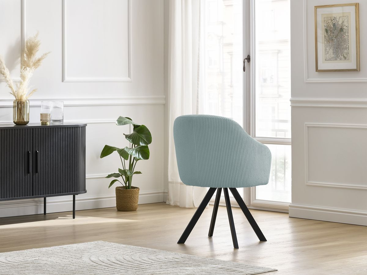 Chaise SOPHIE tissu velours côtelé et pieds étoile