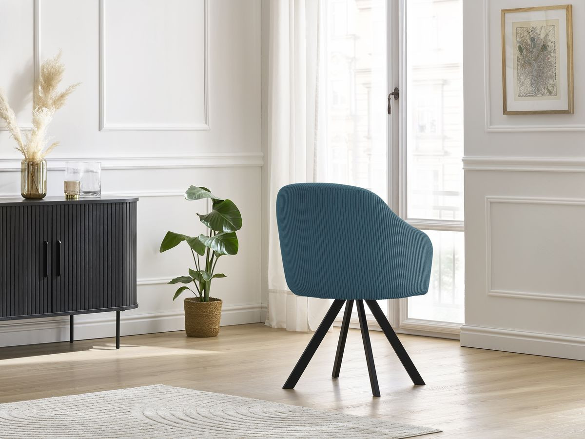 Chaise SOPHIE tissu velours côtelé et pieds étoile