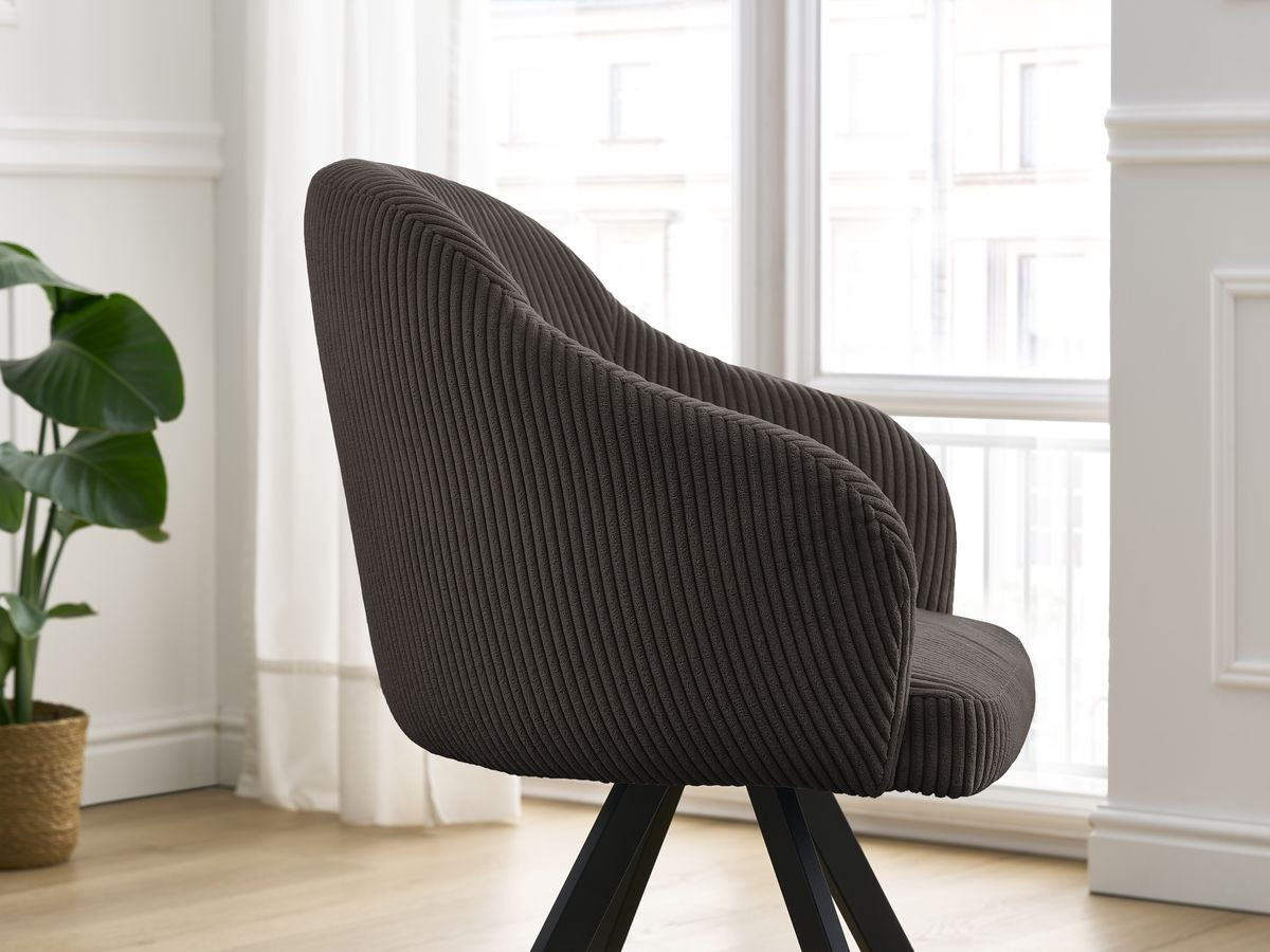 Chaise SOPHIE tissu velours côtelé et pieds étoile