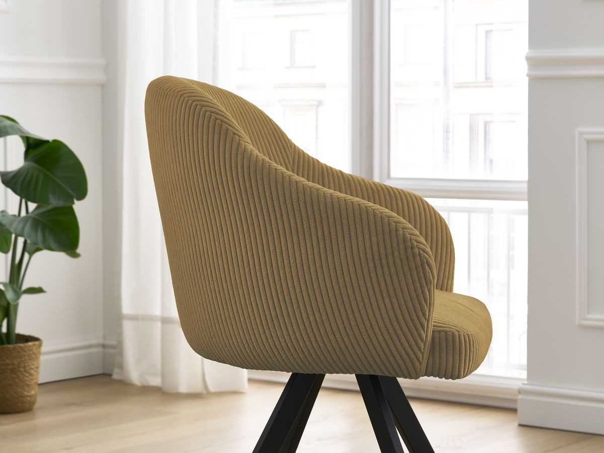 Chaise SOPHIE tissu velours côtelé et pieds étoile