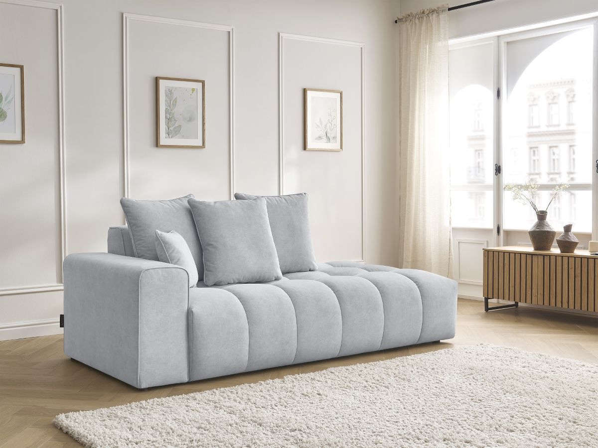 Canapé droit fixe MONT-BLANC velours gris clair accoudoir gauche BOBOCHIC 4 places - Vue supplémentaire 3