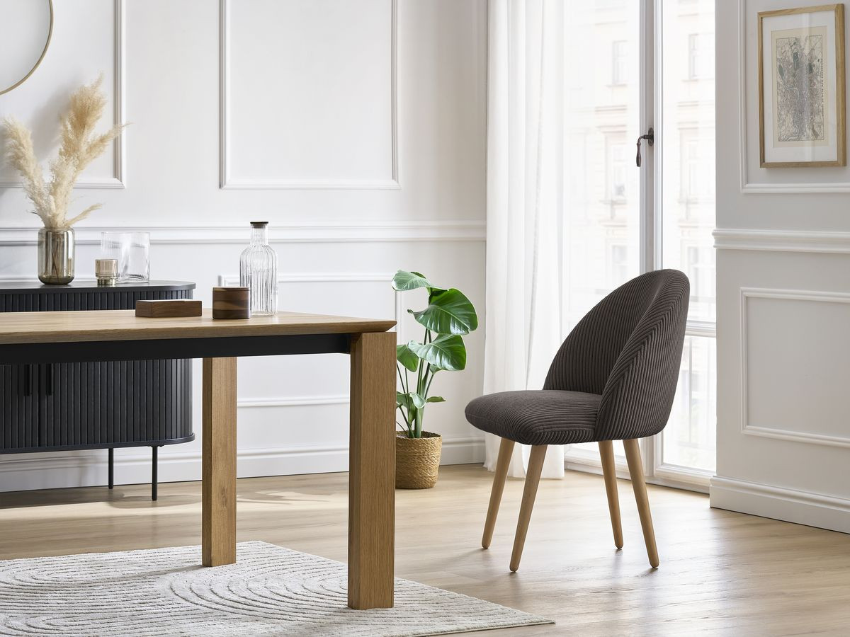 Chaise LALIE velours côtelé et pieds scandinaves bois taupe — vue 5