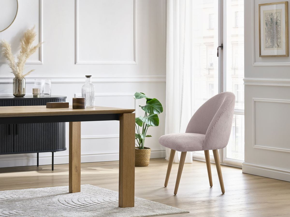Chaise LALIE velours côtelé et pieds scandinaves bois rose — vue 5