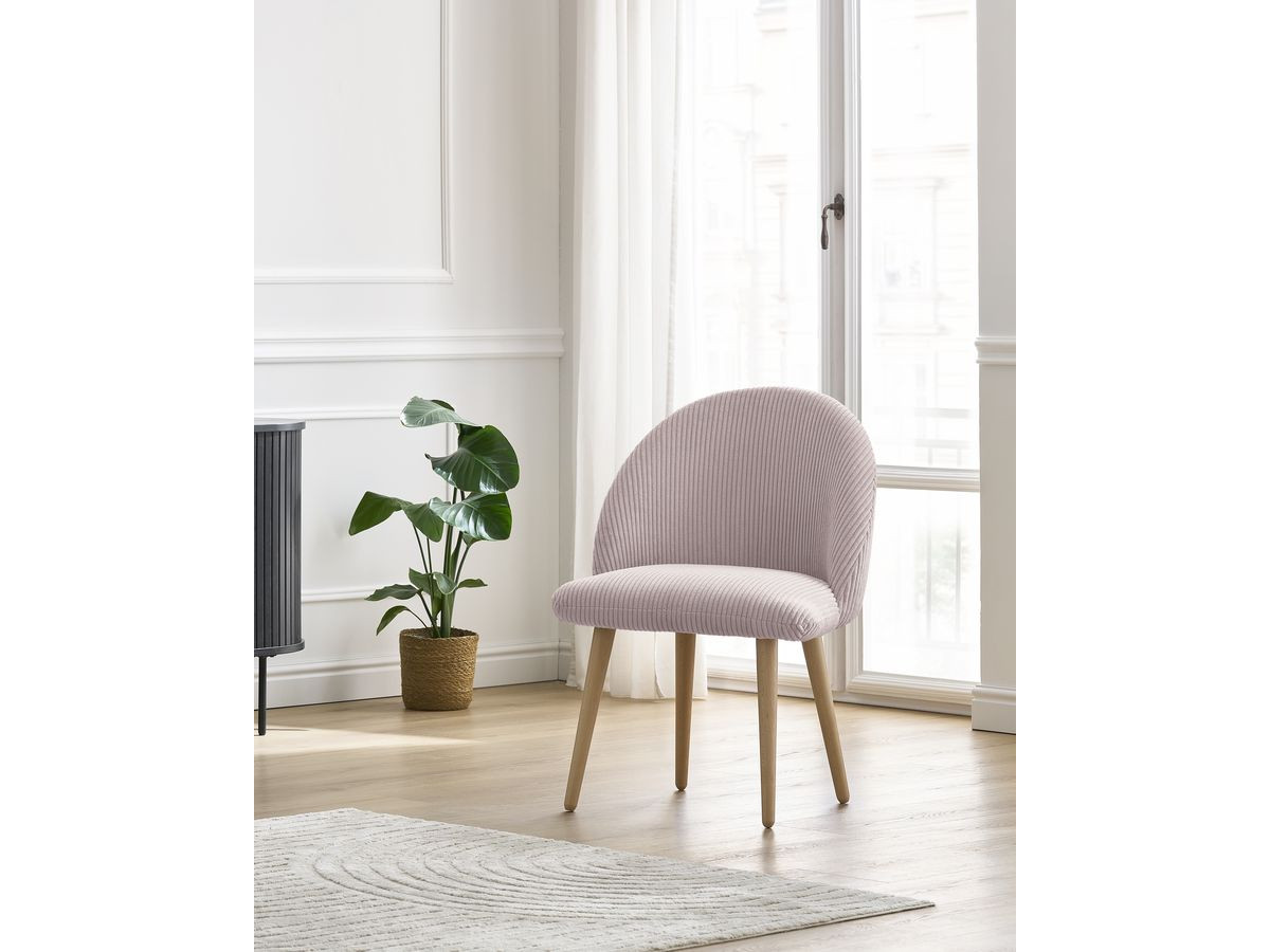 Chaise LALIE tissu velours côtelé et pieds scandinaves bois