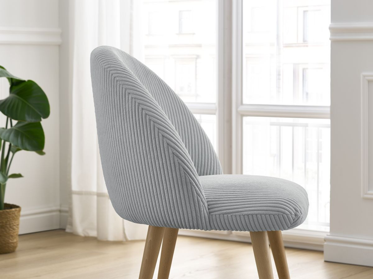 Chaise LALIE tissu velours côtelé et pieds scandinaves bois