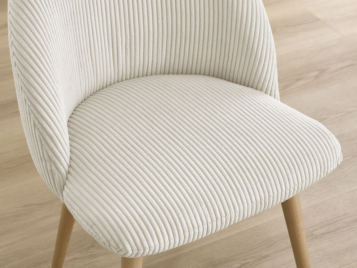 LALIE stoel in corduroy stof en Scandinavische houten poten