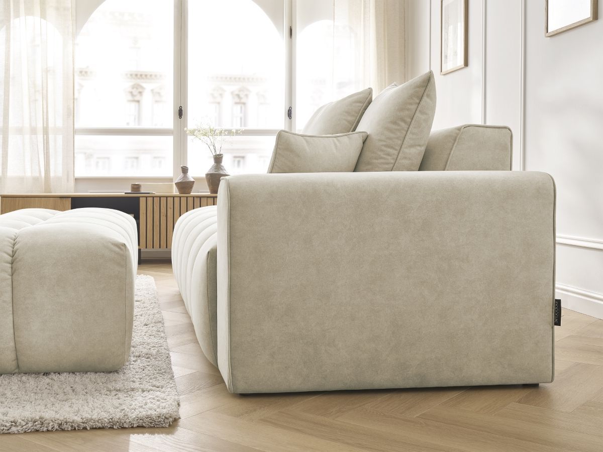 Canapé droit fixe MONT-BLANC velours avec pouf