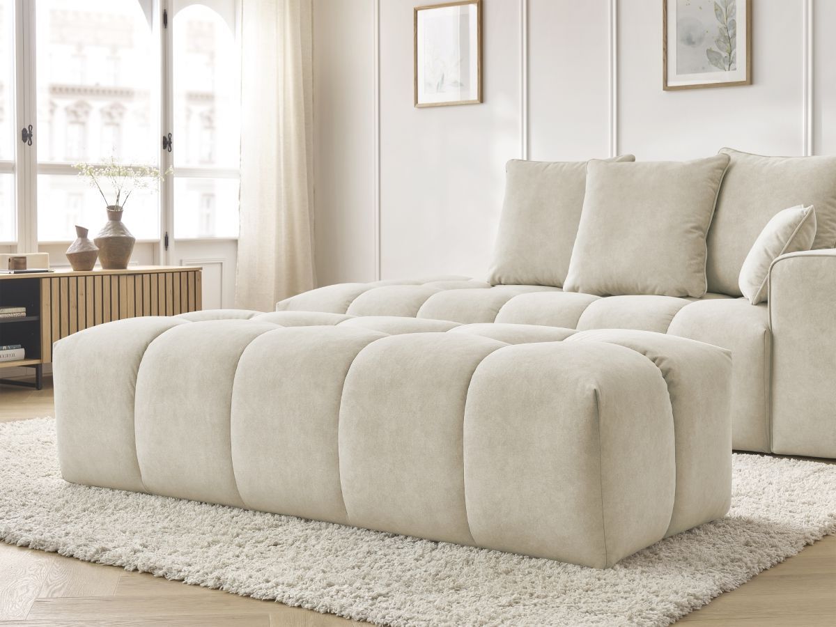 Canapé droit fixe MONT-BLANC velours avec pouf