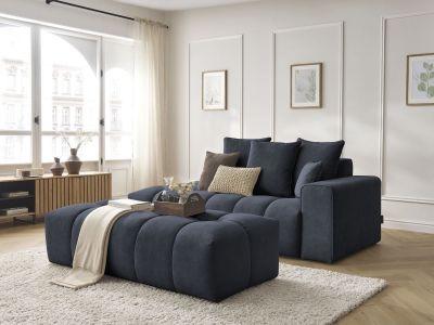 Canapé droit fixe MONT-BLANC velours avec pouf