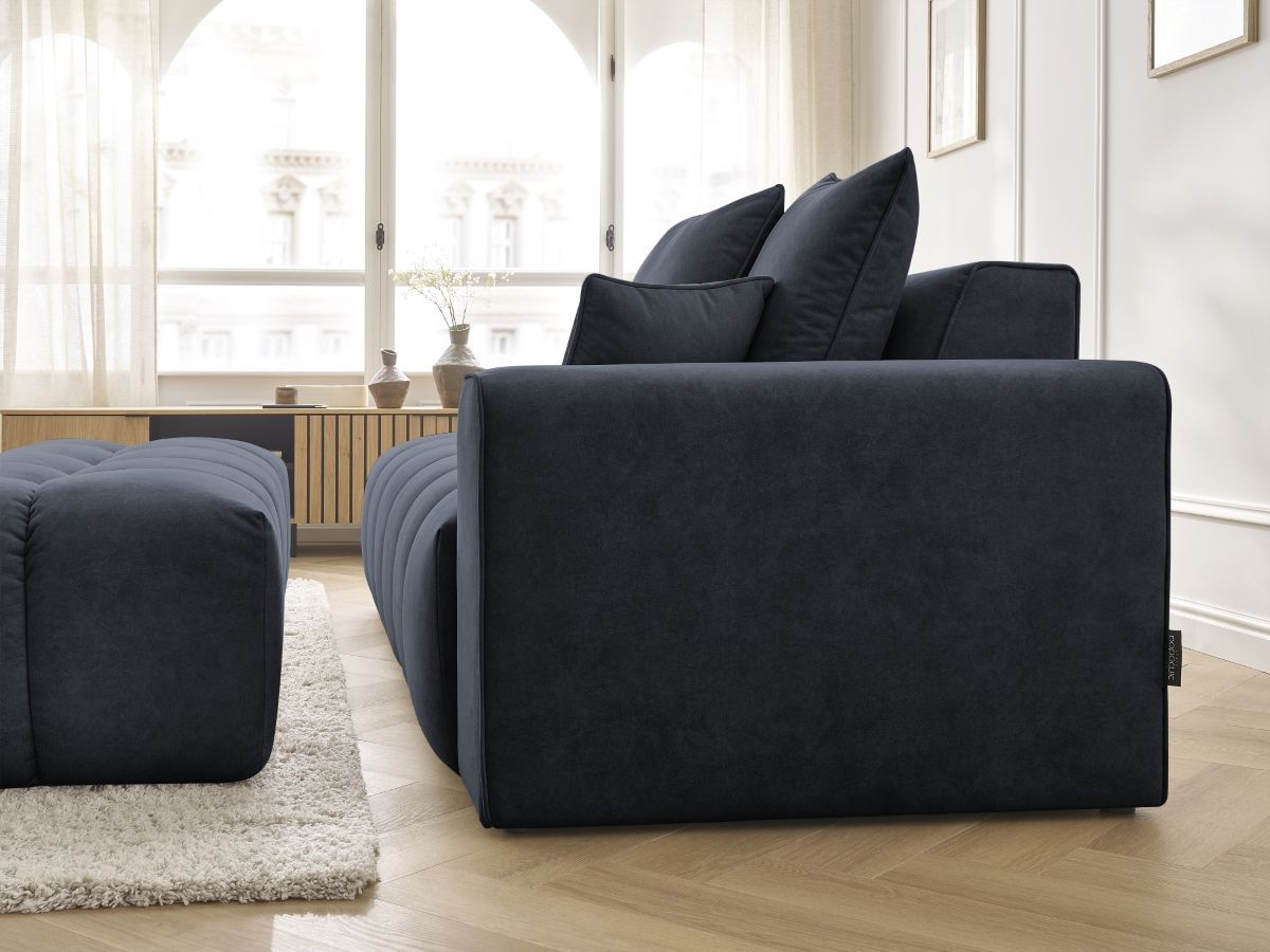 Canapé droit fixe MONT-BLANC velours avec pouf