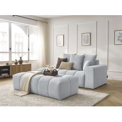 Aksamitna prosta sofa MONT-BLANC z podnóżkiem