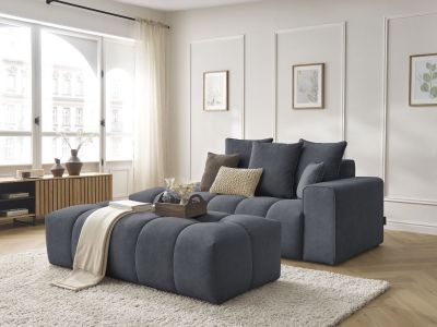 Canapé droit fixe MONT-BLANC velours avec pouf